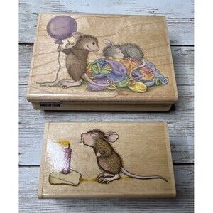 Lot of 2 Stampabilities House Mouse Wood Rubber Stamp Mice Vtg (2003-04)